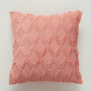 funda cojín felpa rombos 3d coral 45x45 - FundasCojines.com