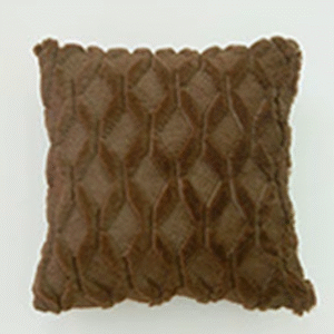 funda cojín felpa rombos 3d marron 45x45 - FundasCojines.com