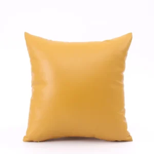 funda cojín cuero amarillo - FundasCojines.com
