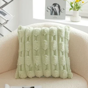 fundas cojín mullidas felpa verde 43x43 - FundasCojines.com