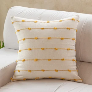 funda cojín jacquard amarillo 30x50 - FundasCojines.com