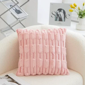 fundas cojín mullidas felpa rosa 43x43 - FundasCojines.com