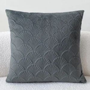 funda cojín festoneado gris 45x45 - FundasCojines.com