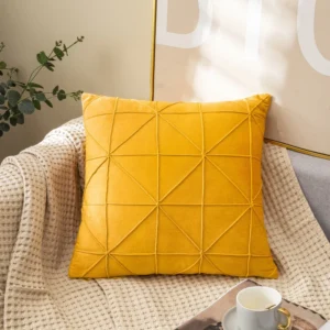 funda cojín celosía bordado amarillo - FundasCojines.com