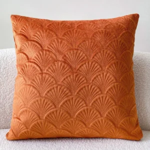 funda cojín festoneado naranja 45x45 - FundasCojines.com