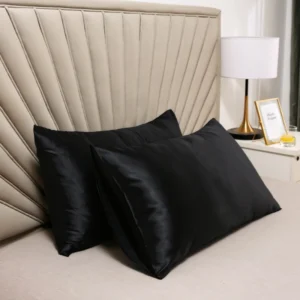 funda almohada seda, satén negro 51x66 - FundasCojines.com