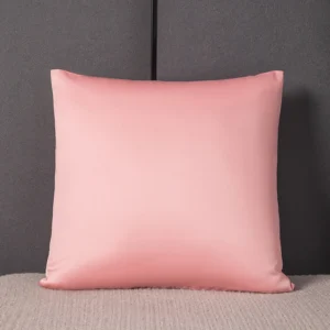funda cojín seda mulberry rosa 55x55 - FundasCojines.com
