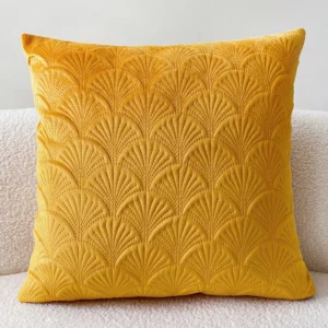 funda cojín festoneado amarillo 45x45 - FundasCojines.com