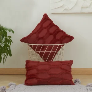 funda cojín rombos 3d rojo panal 45x45 - FundasCojines.com