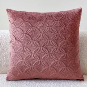 funda cojín festoneado rosa 45x45 - FundasCojines.com