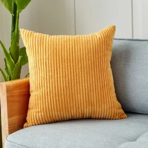 funda cojín pana amarillo 50x50 - FundasCojines.com