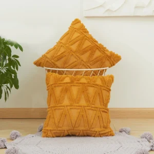 funda cojín rombos ocre triangular 45x45 - FundasCojines.com