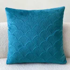 funda cojín festoneado azul 45x45 - FundasCojines.com