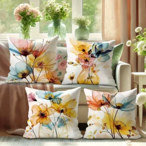 funda de cojín flores acuarela - FundasCojines.com