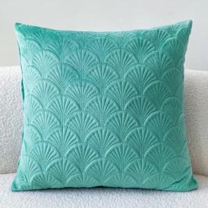 funda cojín festoneado verde 45x45 - FundasCojines.com