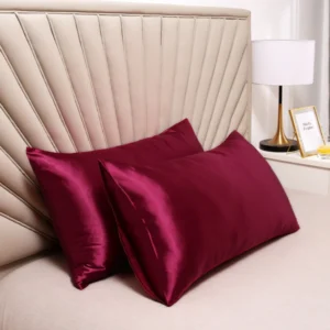 funda almohada seda, rojo-burdeo 51x66 - FundasCojines.com