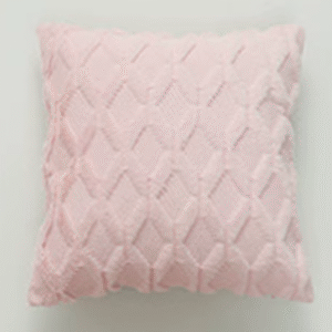 funda cojín felpa rombos 3d rosa 45x45 - FundasCojines.com
