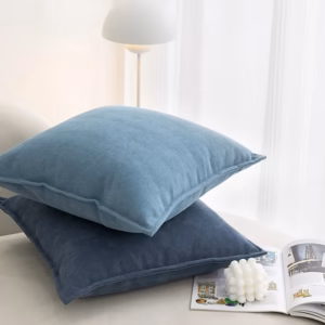 funda cojín chenilla azul - FundasCojines.com