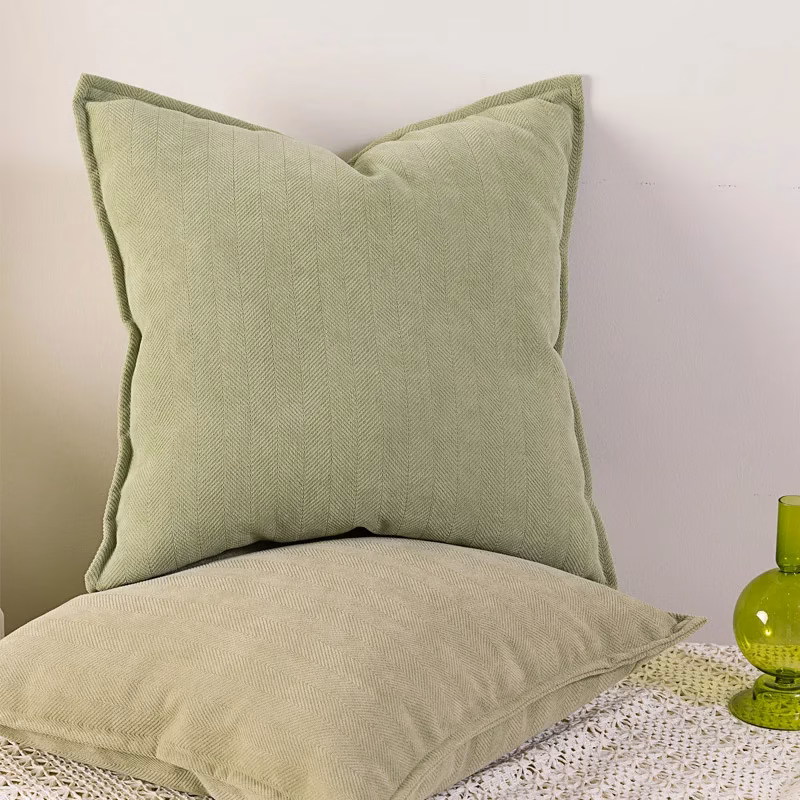 funda cojín chenilla verde salvia - FundasCojines.com
