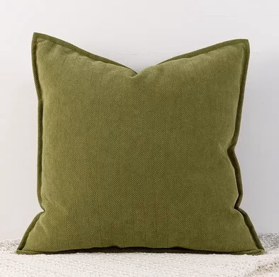 funda cojín chenilla verde oliva - FundasCojines.com